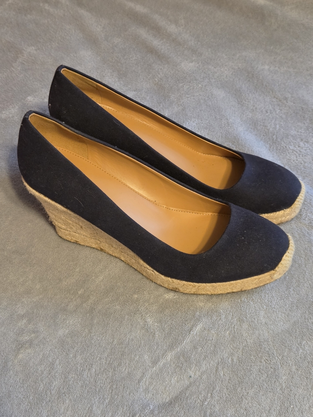 J. Crew Navy Canvas Espadrille Wedge 10